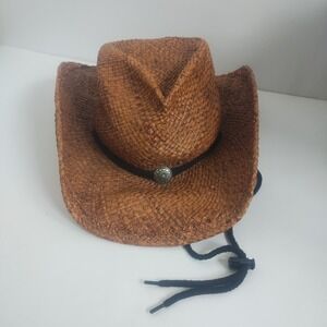 Shady Brady Straw Cowboy Hat Unisex Medium Brown Western Boho
